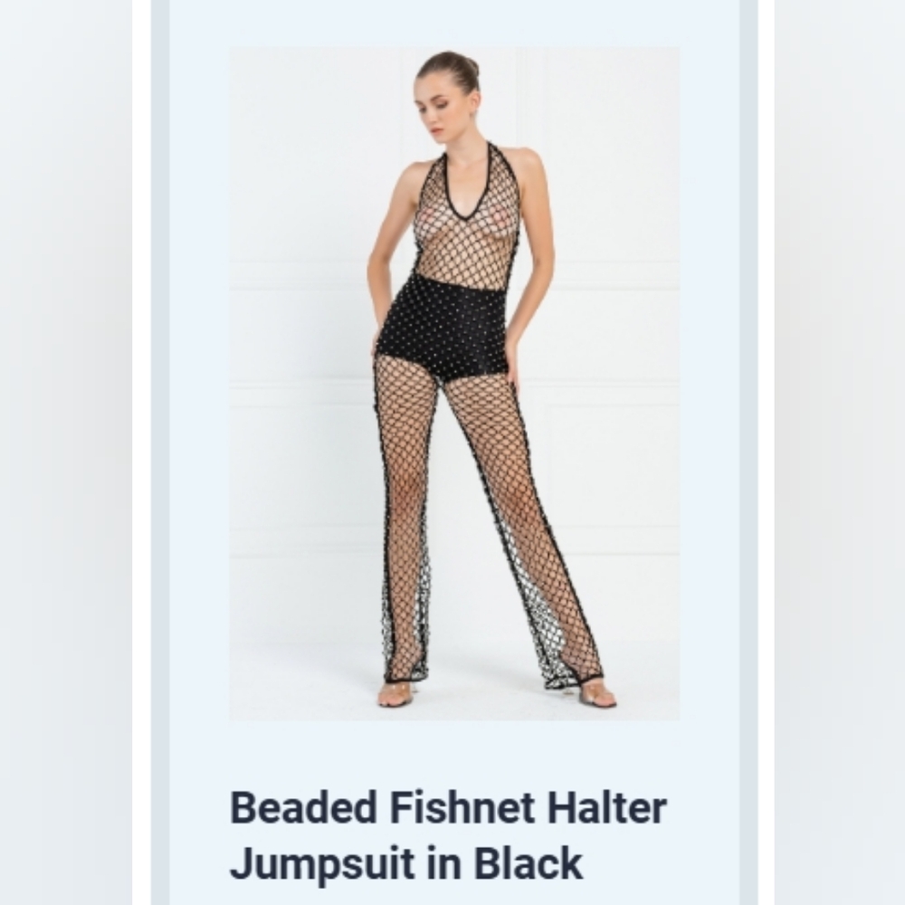 🩷NEW!⭐️ Fishnet gorgeous halter jumpsuit with grommets and stretch♥️